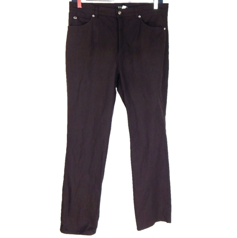 Escada Brown Straight Leg Stretch Cotton Pants